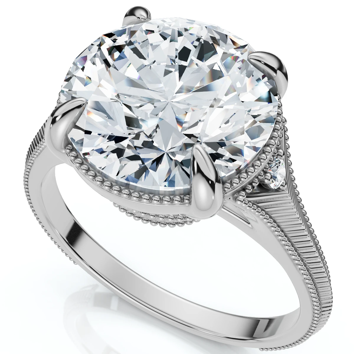 Certified I/SI1 4.02Ct Swift Round Diamond Engagement Ring 14k White Gold (I-J, SI)
