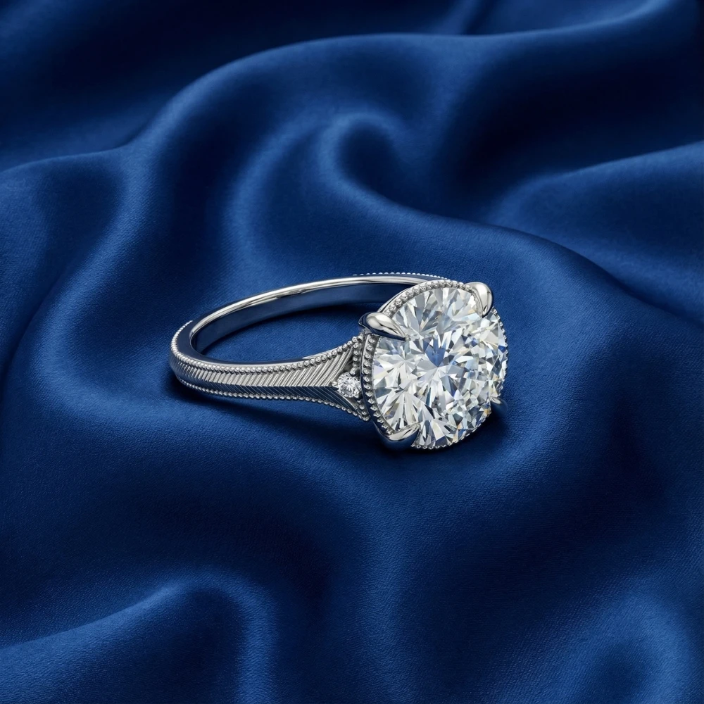 Certified I/SI1 4.02Ct Swift Round Diamond Engagement Ring 14k White Gold (I-J, SI)