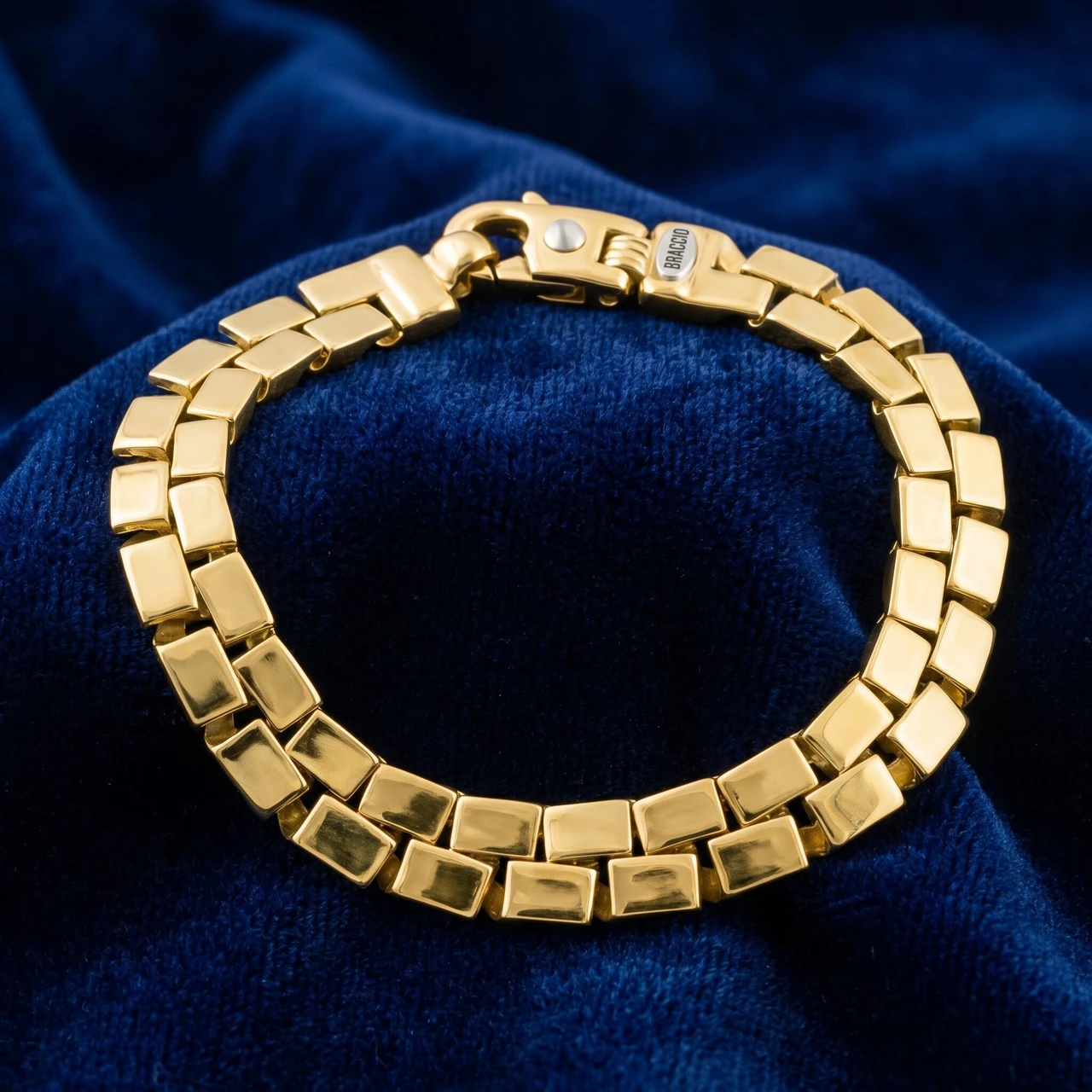 Braccio Men's 36 Gram Double Brick Row Solid Silver Bracelet 8.5"