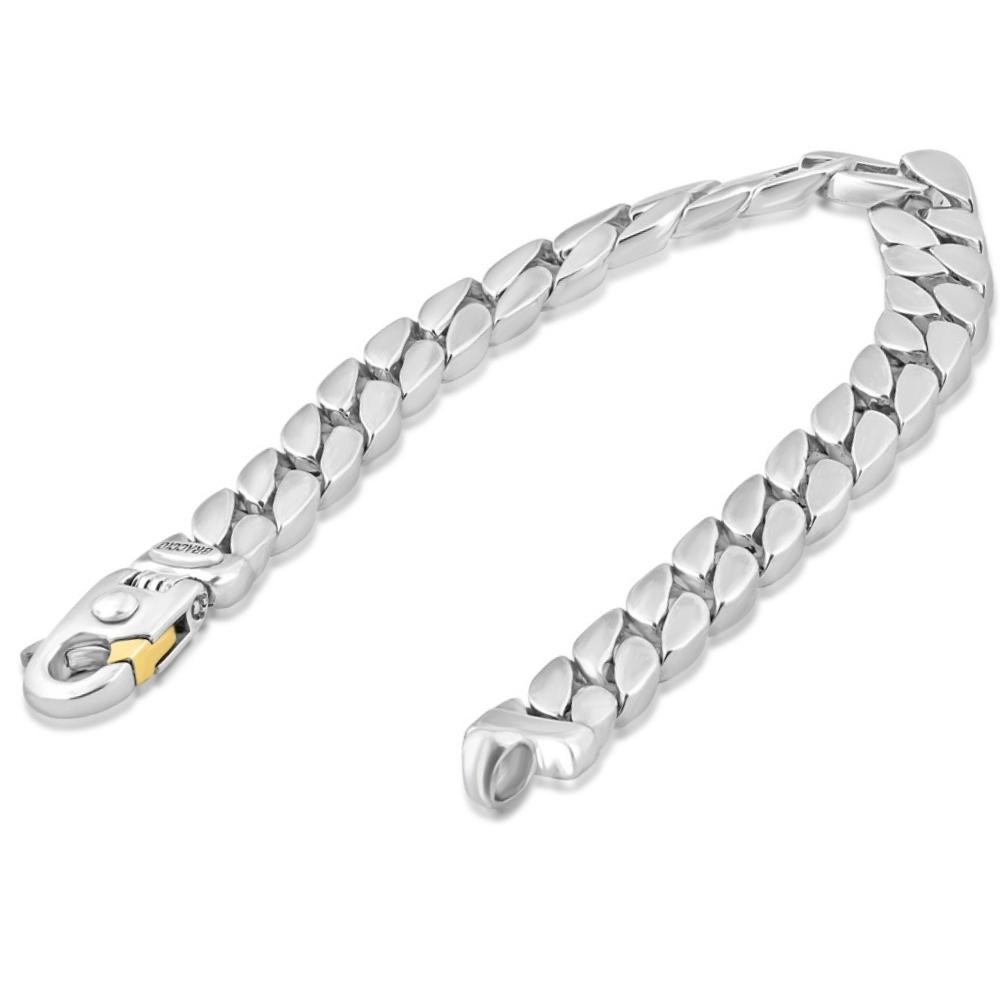 Braccio Men's 37 Gram Round Curb Link Solid Silver Bracelet 8.5"