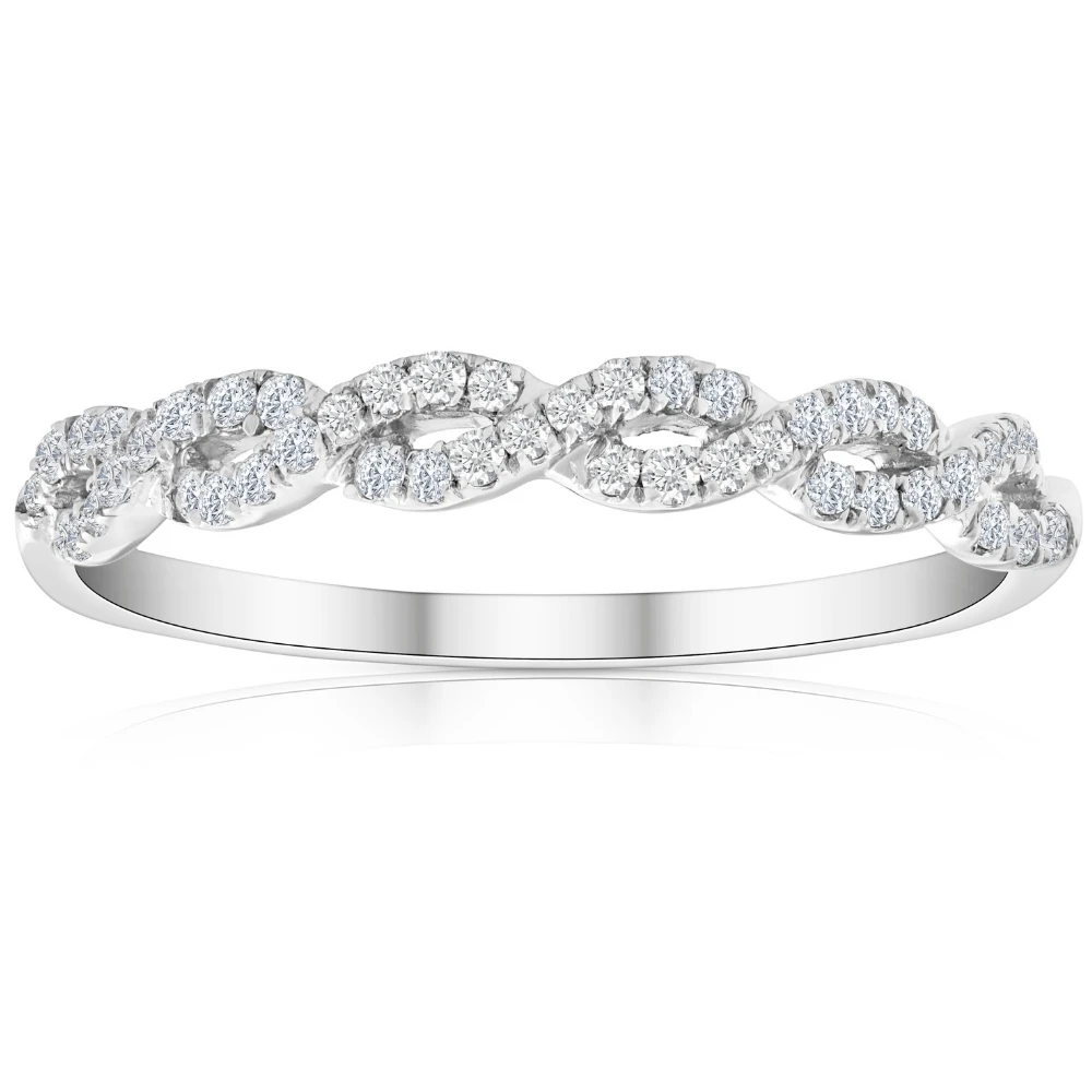 1/4 Carat (ctw) Round White Diamond Ladies Swirl Wedding Ring 10k White Gold (H-I, I1)