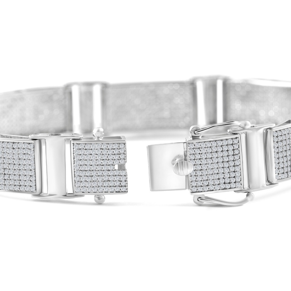 5.66Ct Men's Diamond 8.5" Bracelet Silver 25 Grams 12mm Wide (K-L, I2-I3)