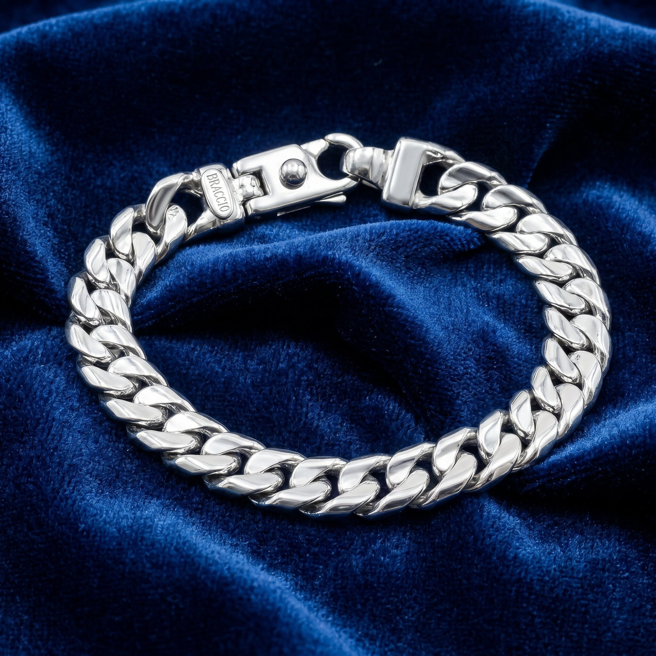 Braccio Men's 34 Gram Curb Link Solid Silver Bracelet 8.5"