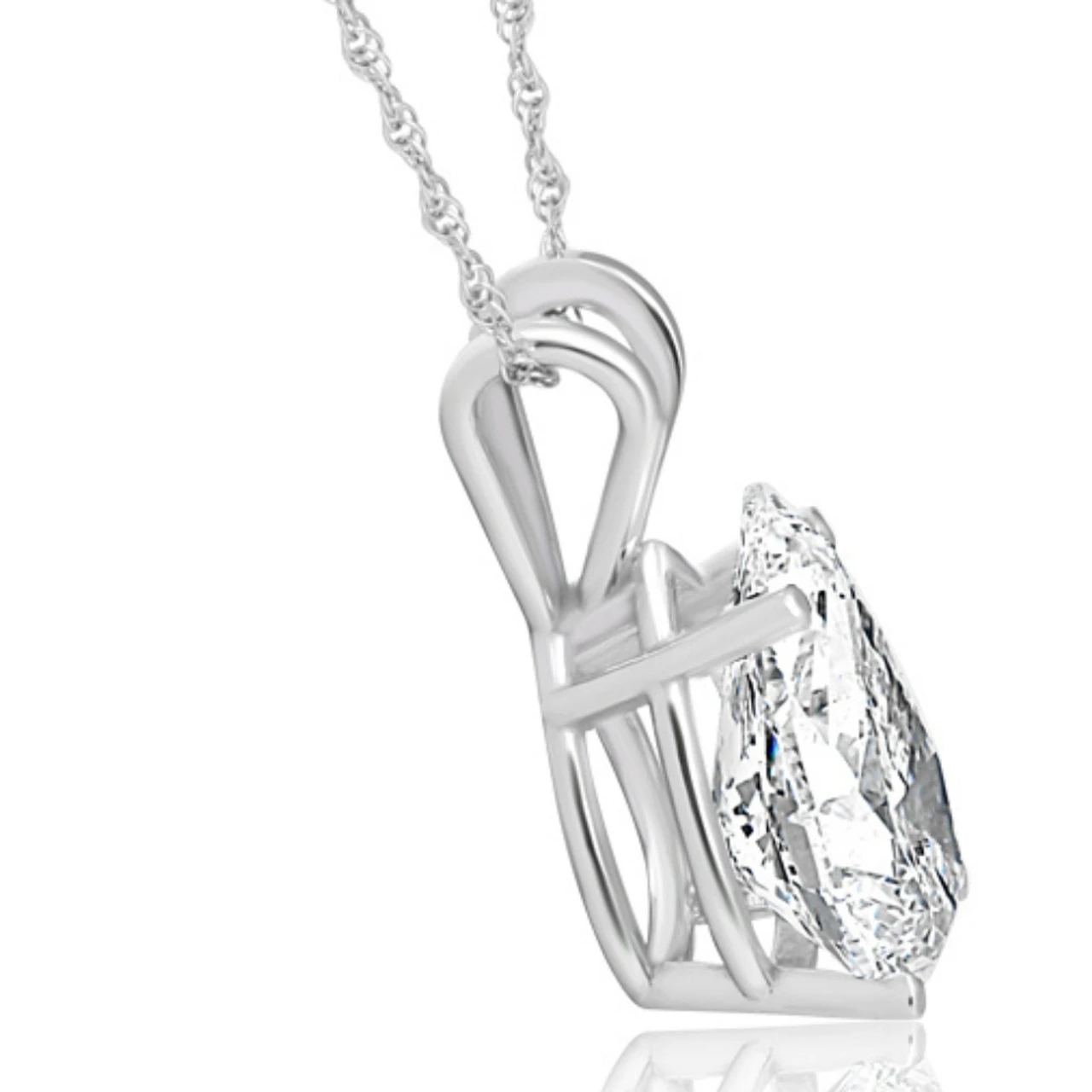 1/2Ct Pear Solitaire Diamond Pendant Necklace 14k Gold (E-F,VS2-SI1) (E-F, VS2-SI1)