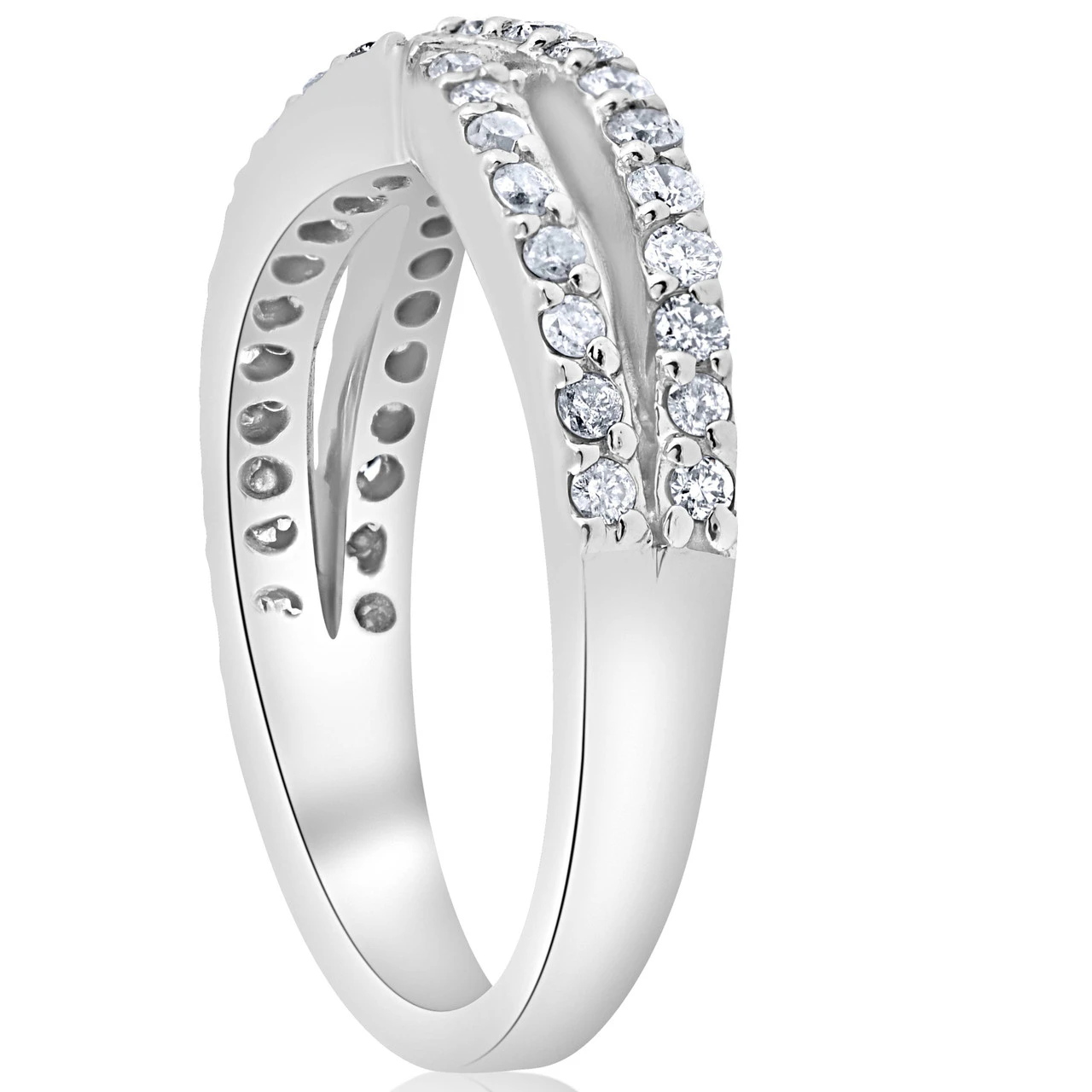 3/8Ct Diamond Crossover Infinity Stackable Wedding Band Twist Ring White Gold (H-I, I1)