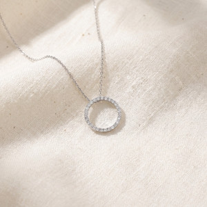 1/3Ct Diamond Circle Pendant Women's 18" Necklace 5/8" Wide (E-F, VS)