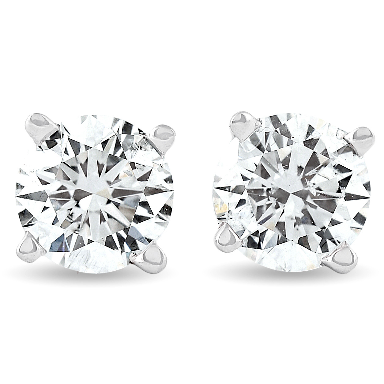 Certified 1 Ct TW Diamond Studs 14K White Gold Screw Back Earrings (FG, SI2-I1) (F-G, SI)