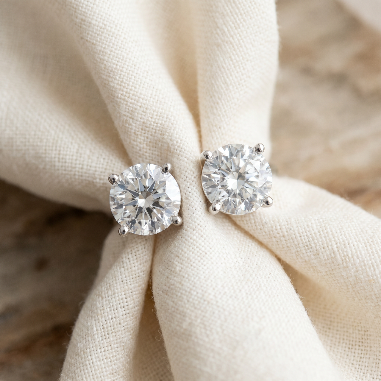 Certified 1 Ct TW Diamond Studs 14K White Gold Screw Back Earrings (FG, SI2-I1) (F-G, SI)