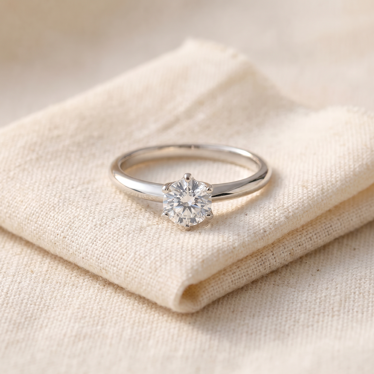 3/8ct Round Diamond Solitaire Engagement Ring 10K White Gold (I-J, I2-I3)