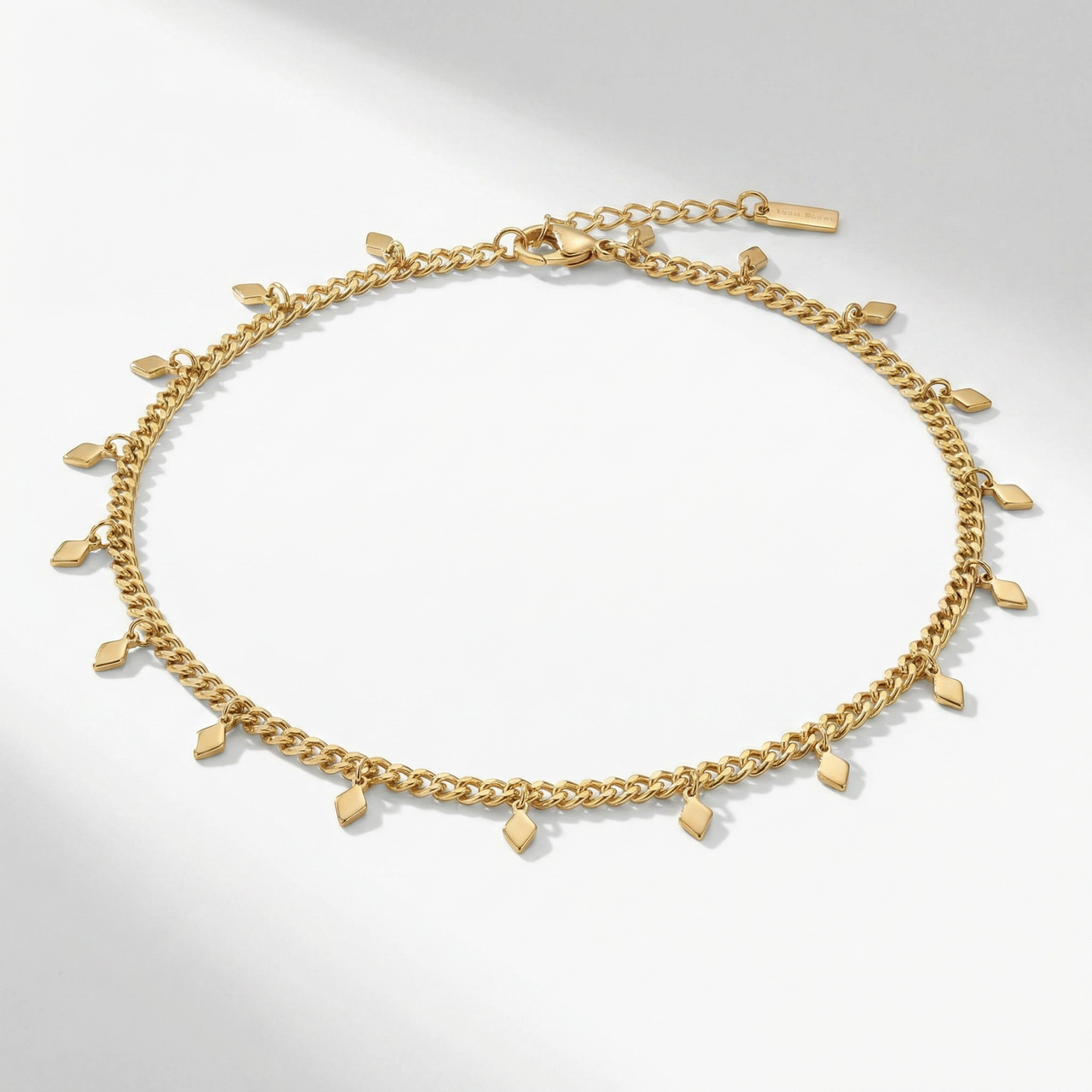 Sabrina Anklet 4mm Curb Chain 10" Lobster Clasp 18k Plated Yellow gold