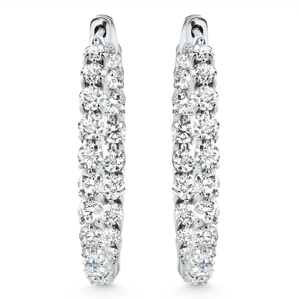 4 1/2Ct Diamond Inside Outside Hoops Gold Women's Earrings Lab Grown 1.25" Tall (E-F, VS)