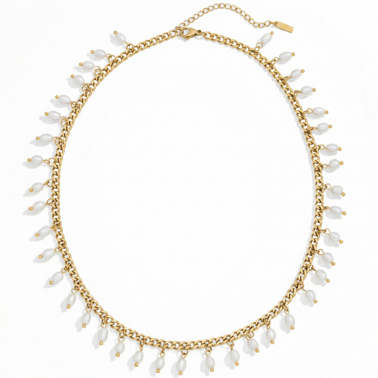 Vicentina 18k Yellow Gold Plated 16" Fresh Water Pearl Necklace