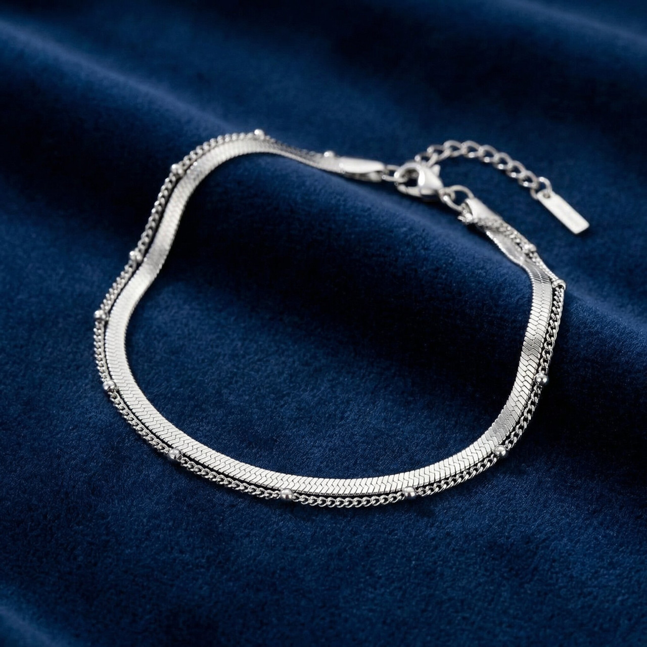 Stefanie Anklet Silver Plated 9.25" with 1.5" Extender