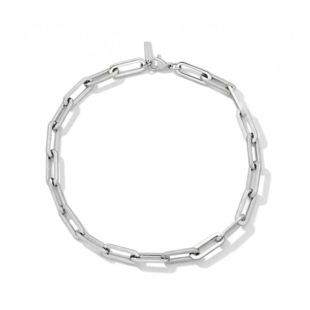 Yasmine 6mm Paperclip Anklet Silver Plated 10" Length
