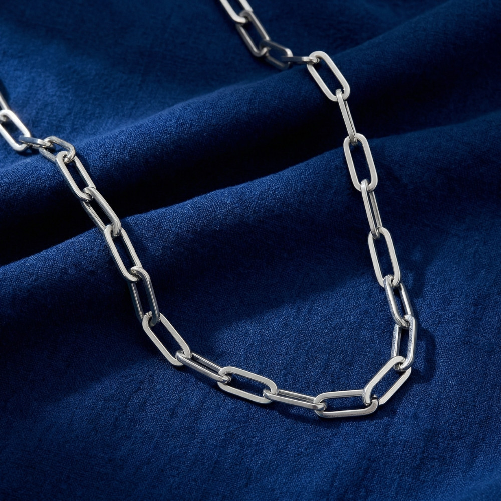 Yasmine 6mm Paperclip Anklet Silver Plated 10" Length