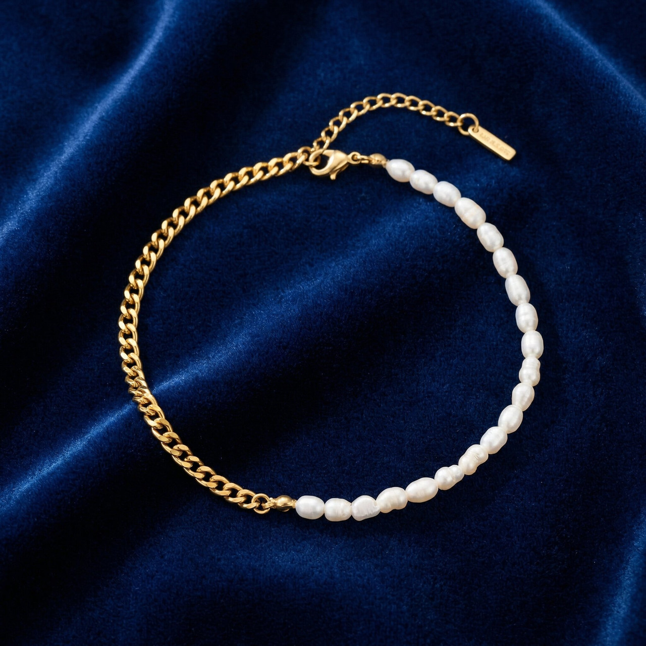 Eden 5mm Freshwater Pearl Anklet 18k Gold Plated 9" with 1.5" Extender