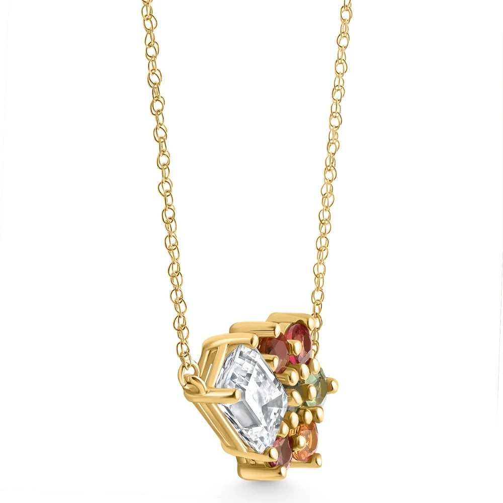 4Ct Diamond & Sapphire Pendant 14k Yellow Gold 18" Necklace Lab Grown (E-F, VS)