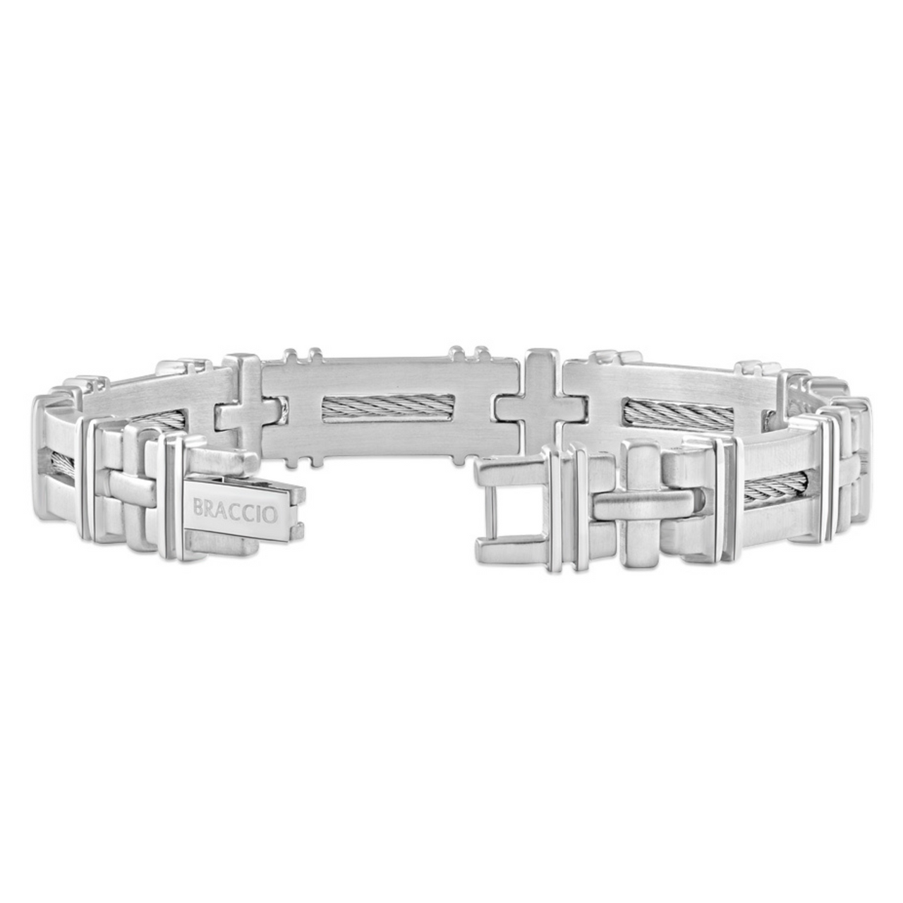 Men's Polished Steel Wired 9mm Flexible Link 8 " Bracelet
