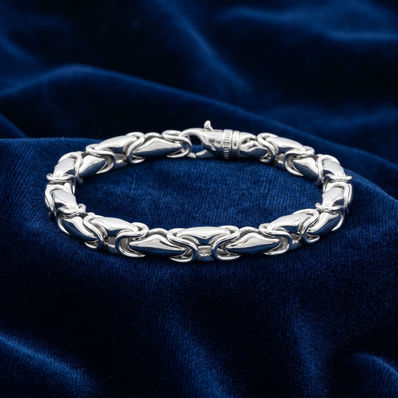 Men's Polished Steel Single Tone Clasp 6.5mm Flexible Link  8.5 " Bracelet