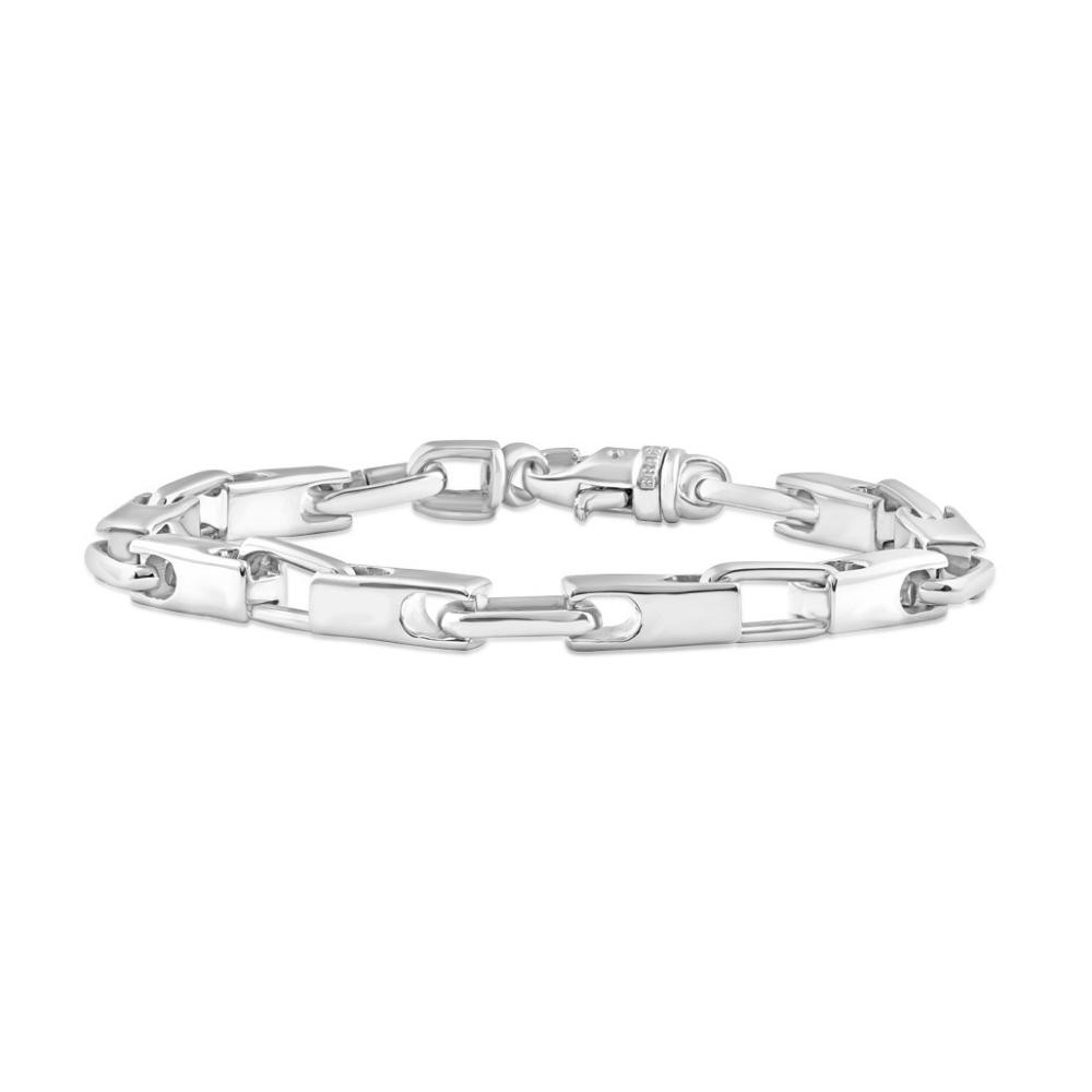 Men's Polished Steel Oval Clasp 6mm Flexible Link  8.5 " Bracelet