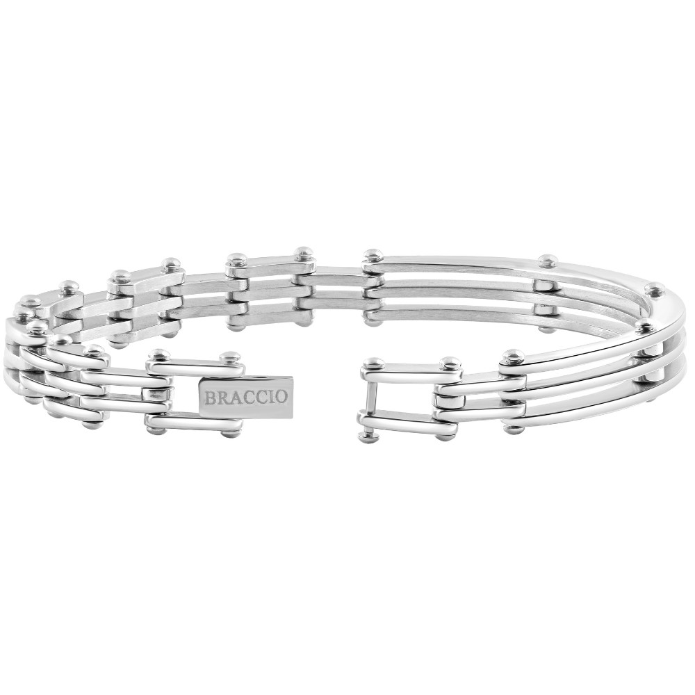 Men's Steel Polished Single Tone 7.5mm Link Flexible 8 " Cuffed Bracelet
