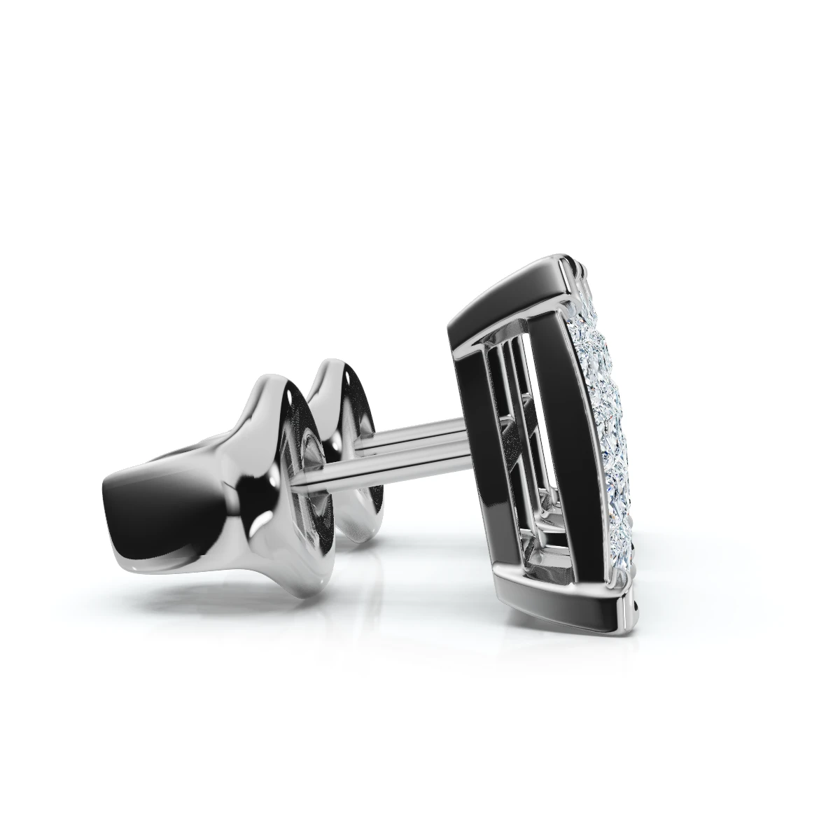 1 Ct Diamond Princess Cut Screw Back Studs Womens Earrings 10k White Gold (I-J, I2-I3)
