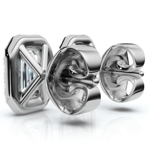 3/4Ct Emerald Lab Grown Diamond Halo Studs Silver Earrings (G-H, VS)