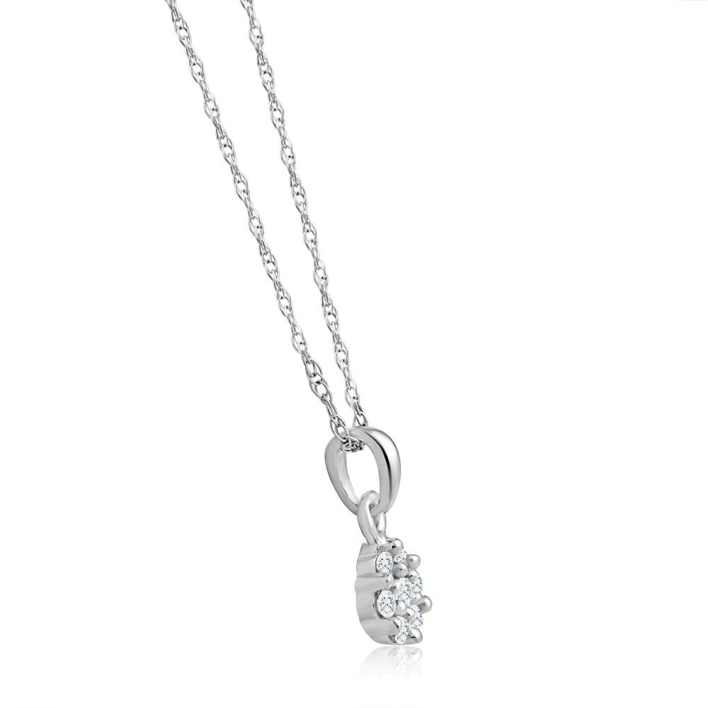 Small Pave Real Diamond Pendant 10k White Gold 18" Women's Necklace (G-H, I1)