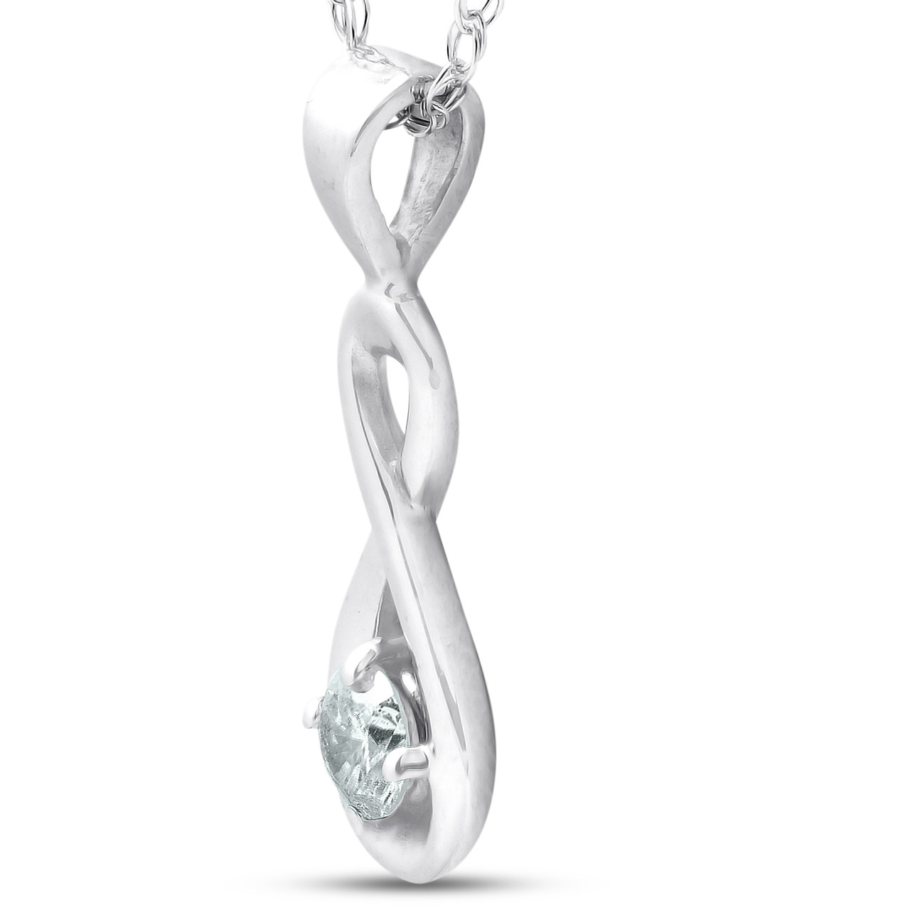 1/10Ct Diamond Solitaire Knot Pendant 10k White Gold Womens Necklace (G-H, I1)