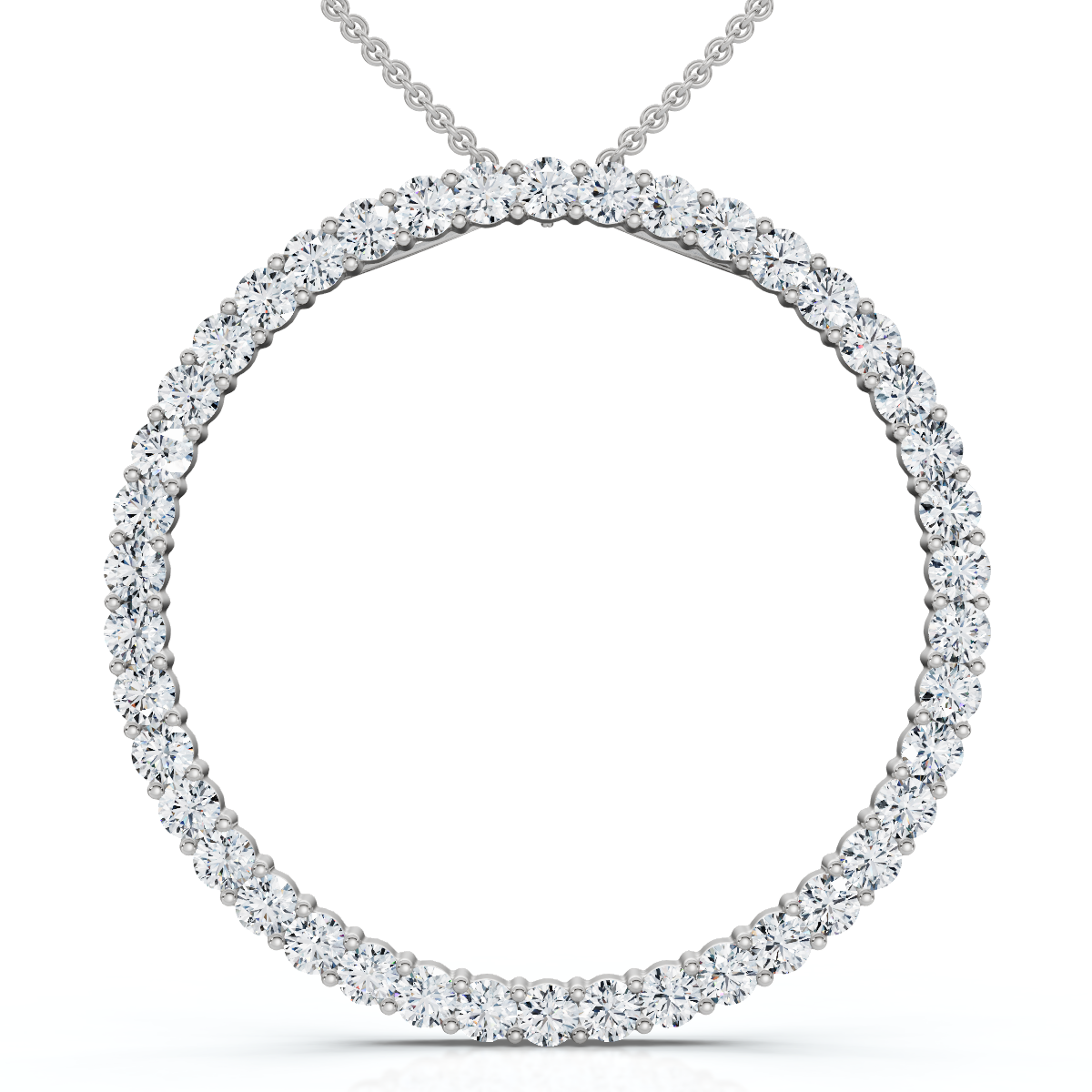 1Ct TW Circle Diamond Pendant 18" Necklace Lab Grown 1" Tall (G-H, VS)