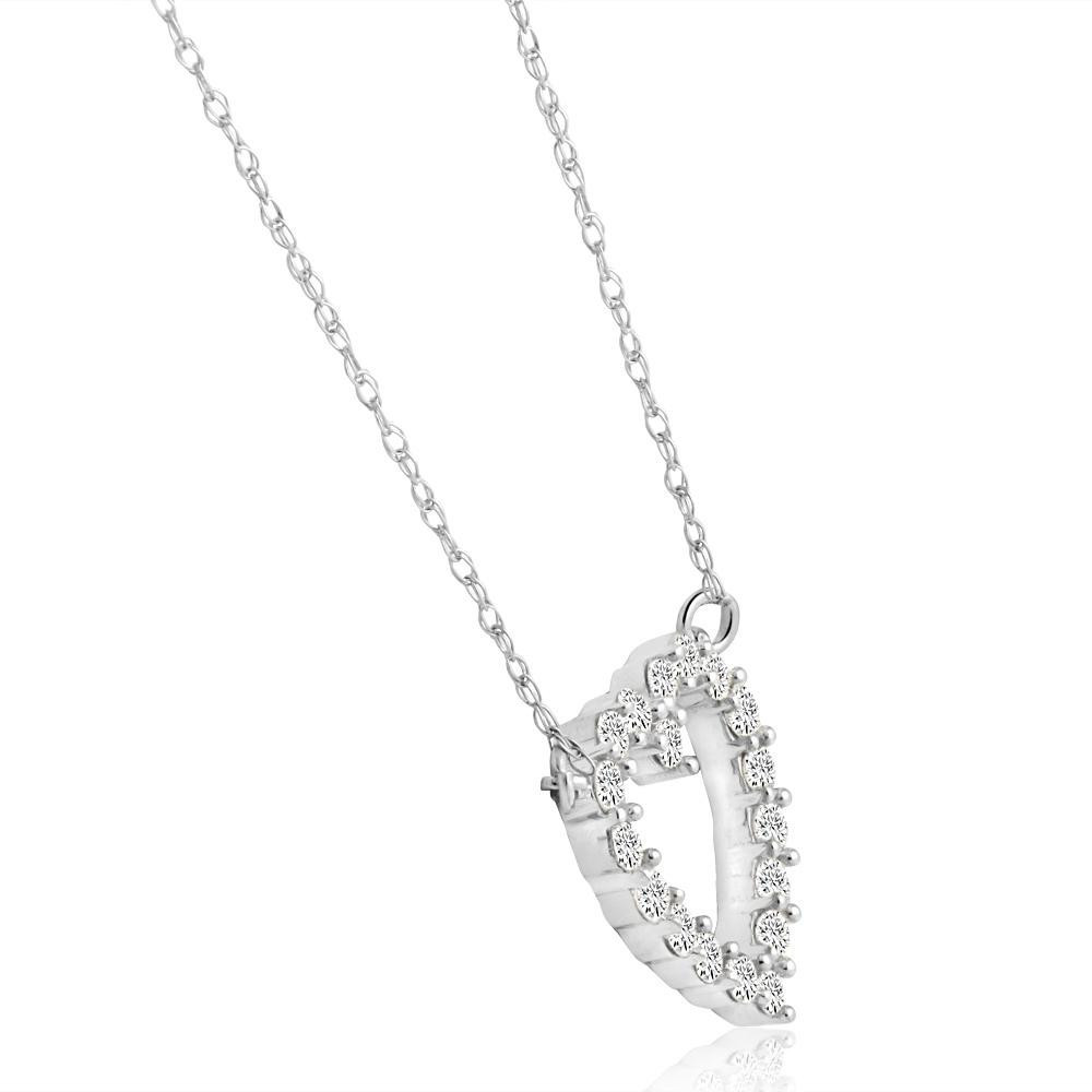 1/2Ct Heart Diamond Pendant in 10k White or Yellow Gold (H-I, I1)