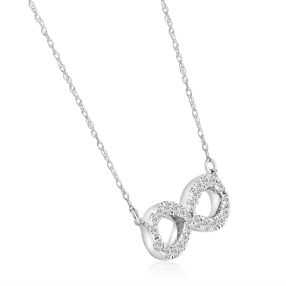 5/8Ct Diamond Infinity Pendant White or Yellow Gold Necklace 3/4" Wide (H-I, I1)