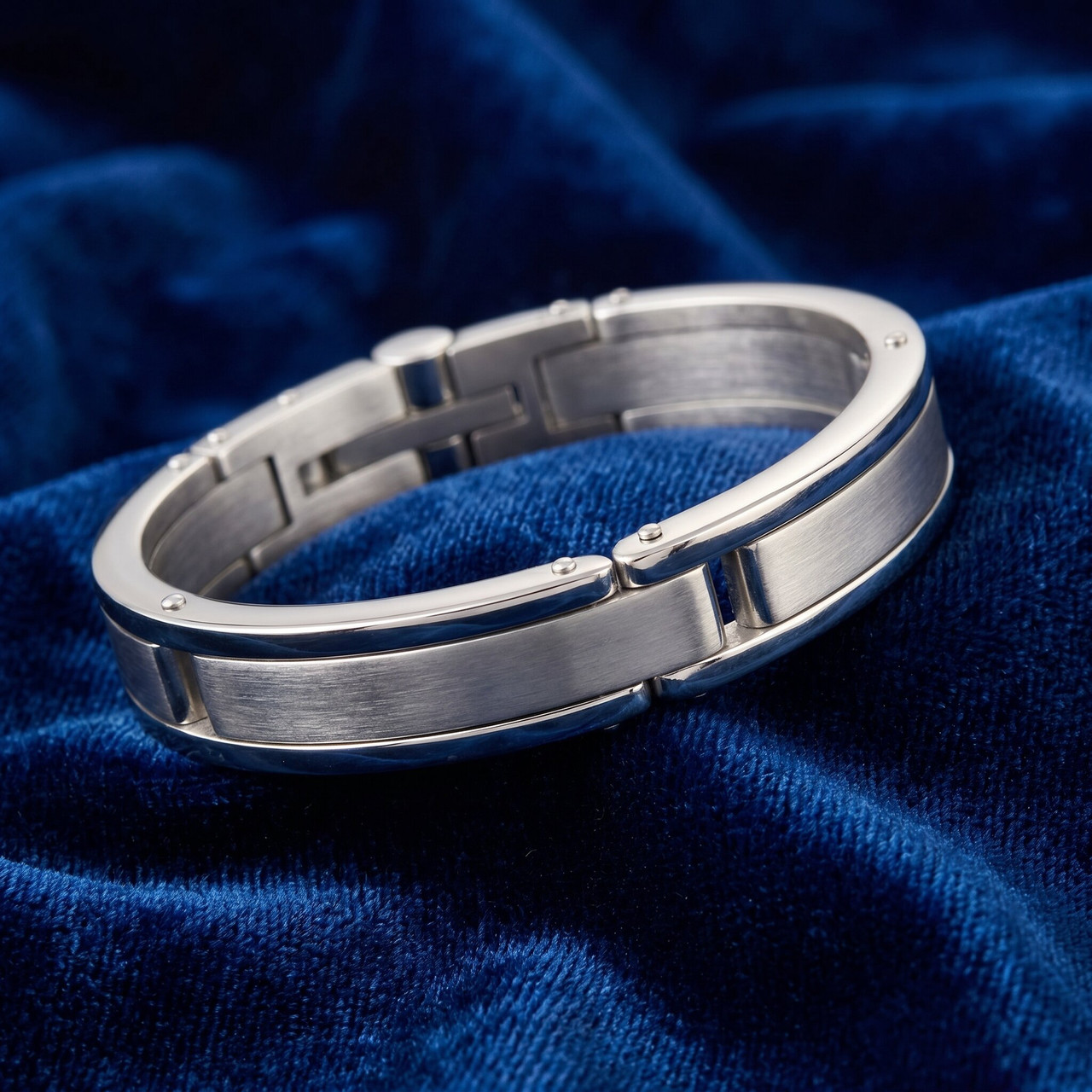 Men's Steel Polished Latched 8" 13mm Cuffed Bracelet