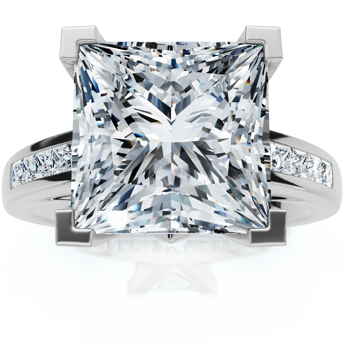 Certified 4 2/3Ct Reese Princess Cut Diamond Engagement Ring 14k Gold Lab Grown (E-F, VS)