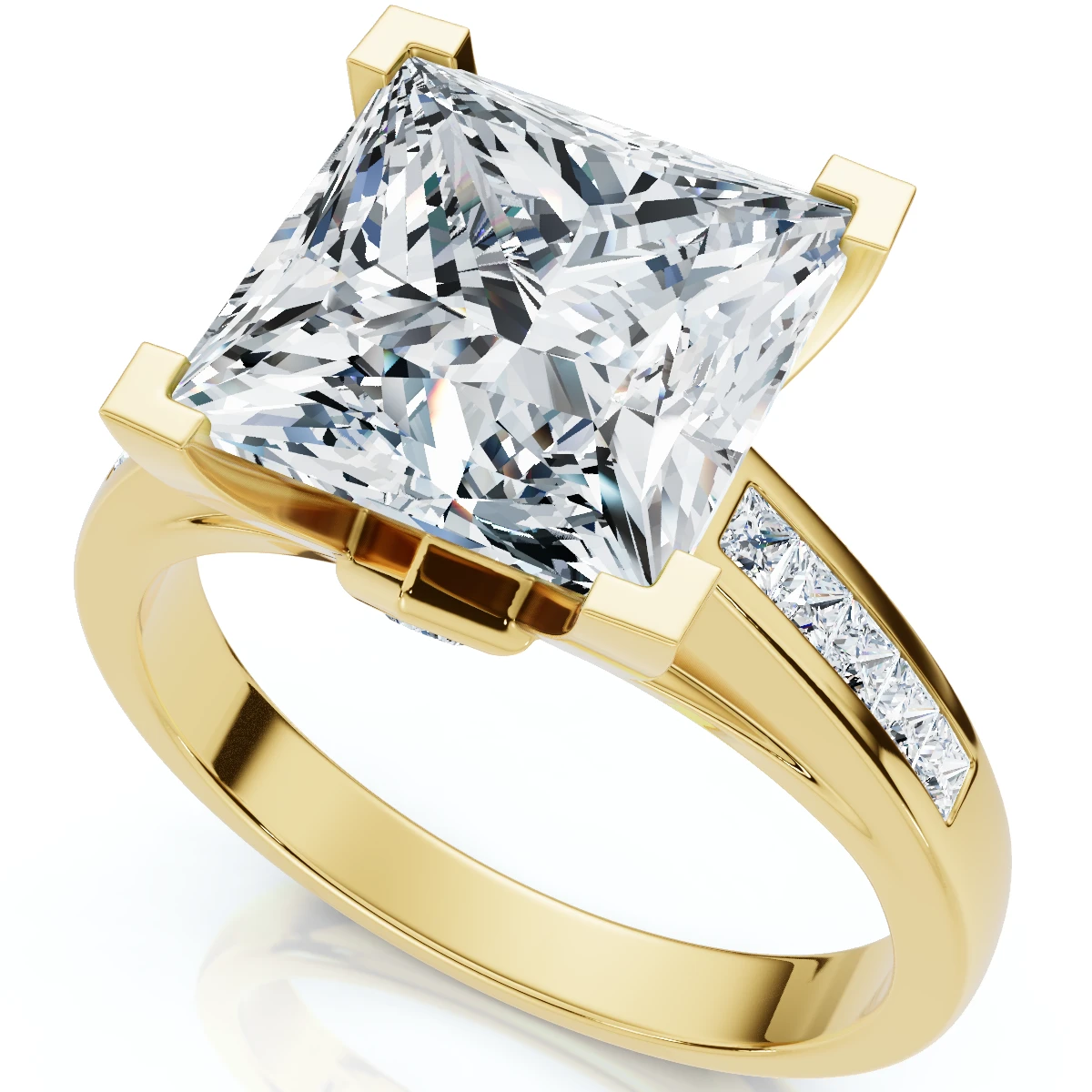 Certified 4 2/3Ct Reese Princess Cut Diamond Engagement Ring 14k Gold Lab Grown (E-F, VS)