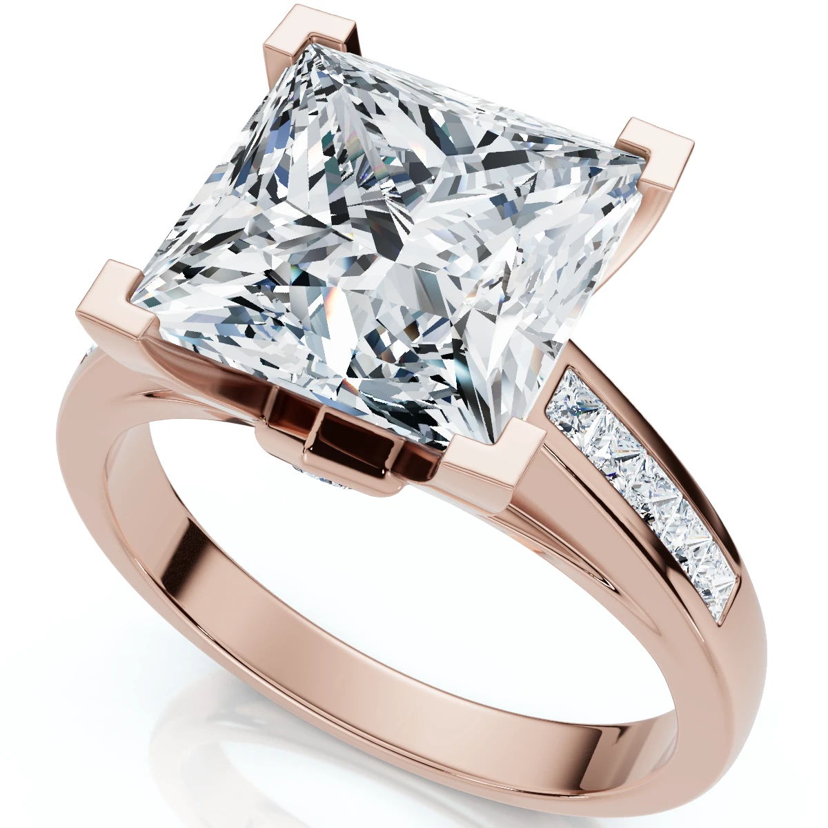 Certified 4 2/3Ct Reese Princess Cut Diamond Engagement Ring 14k Gold Lab Grown (E-F, VS)