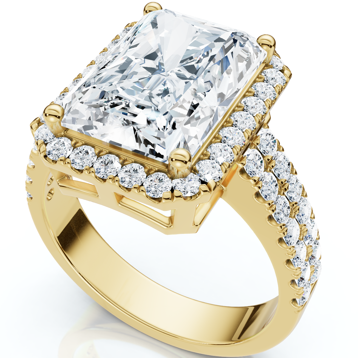 Certified 4.7Ct Debra Radiant Cut Double Row Engagement Ring 14k Gold Lab Grown (E-F, VS)