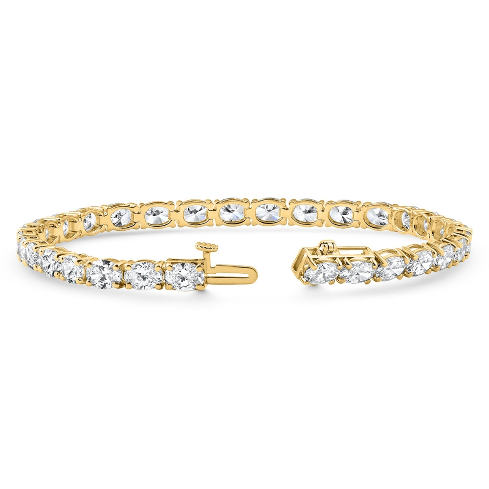 10.75Ct Oval Cut Diamond Tennis Bracelet 7" 14k Yellow Gold Lab Grown (E-F, VS)