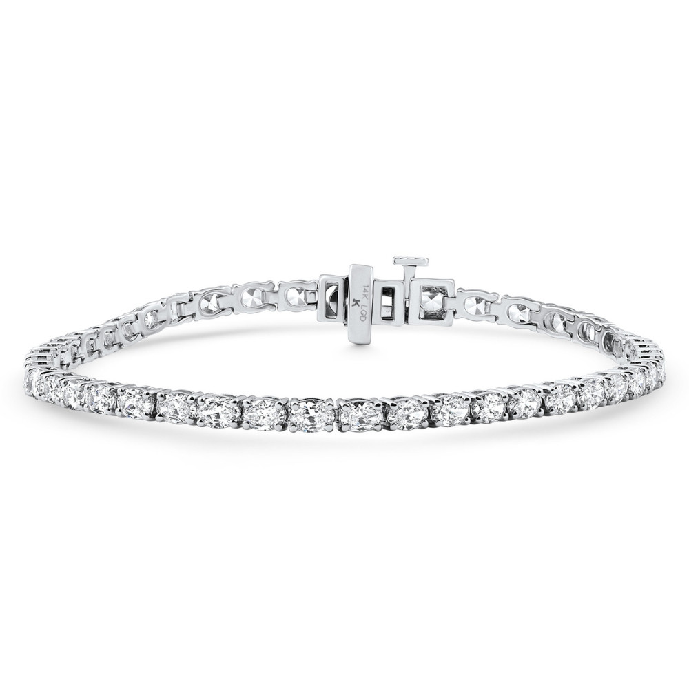 4 1/2Ct Oval Cut Diamond Tennis Bracelet 7" 14k White Gold Lab Grown (E-F, VS)