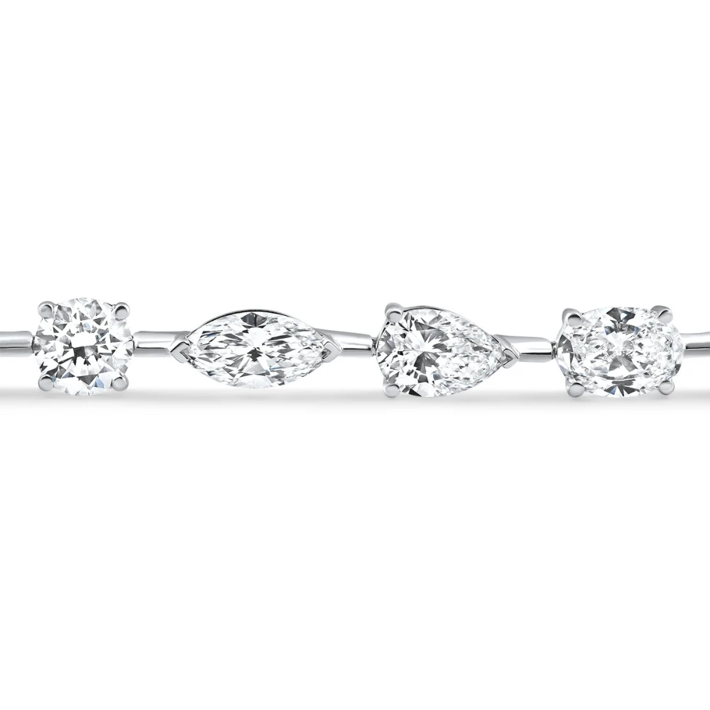 10Ct Mixed Cut Diamond Tennis Bracelet 7" 14k White Gold Lab Grown (E-F, VS)