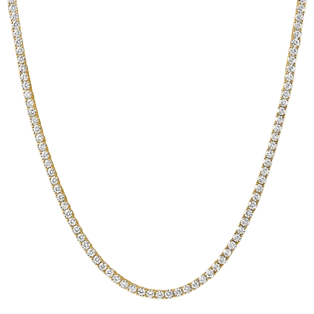 20Ct Round Diamond Tennis Necklace 14k Yellow Gold Lab Grown (E-F, VS)