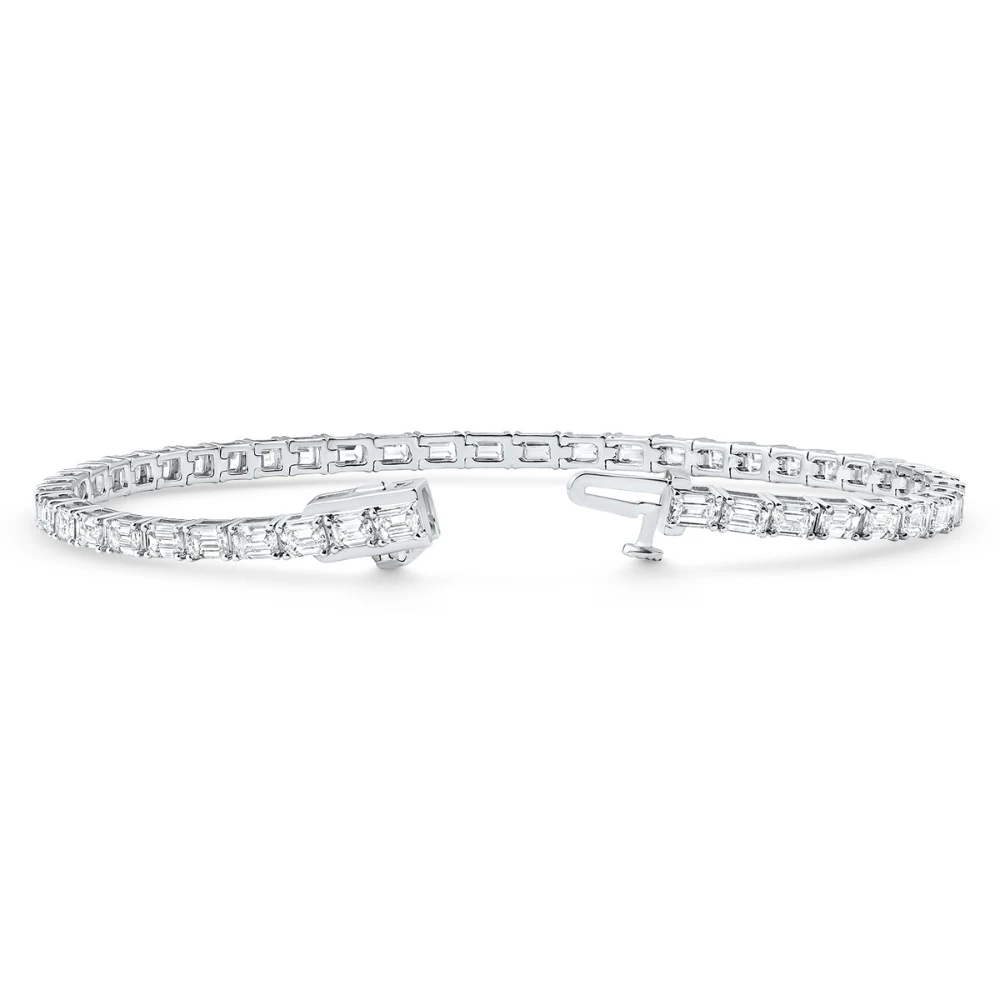 7Ct Emerald Cut Diamond East West Tennis Bracelet 14k White Gold Lab Grown (E-F, VS)