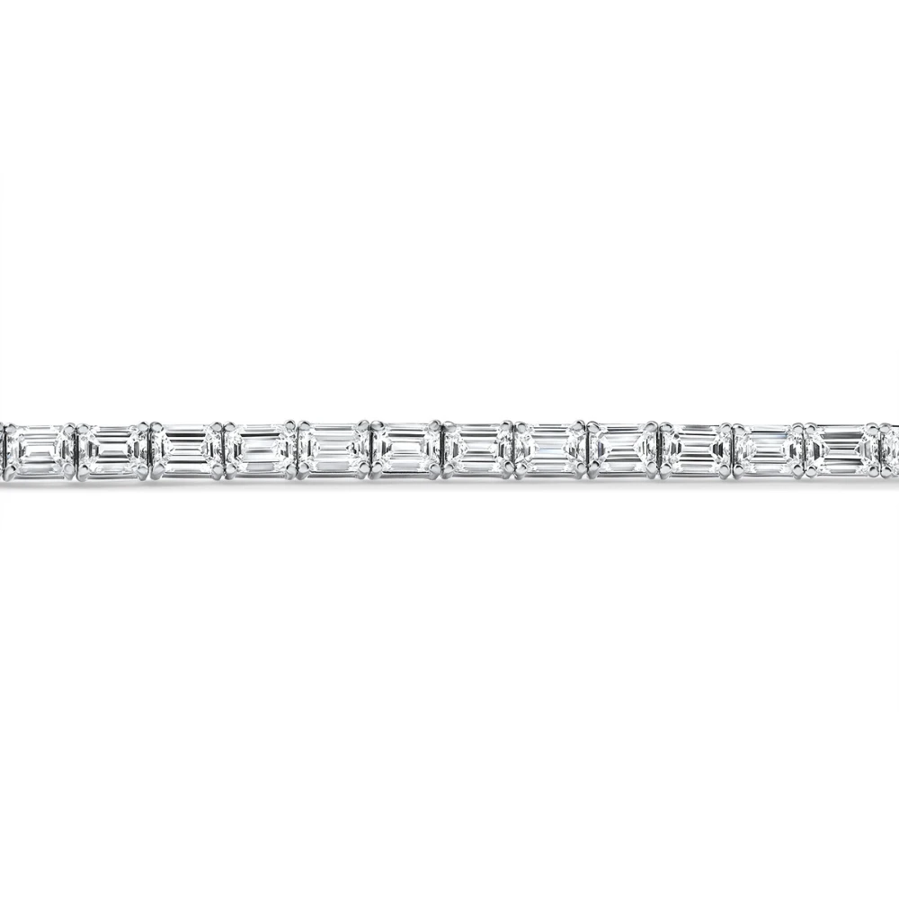 7Ct Emerald Cut Diamond East West Tennis Bracelet 14k White Gold Lab Grown (E-F, VS)
