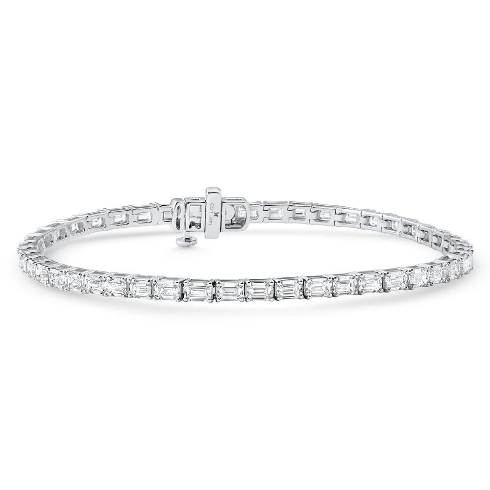 7Ct Emerald Cut Diamond East West Tennis Bracelet 14k White Gold Lab Grown (E-F, VS)