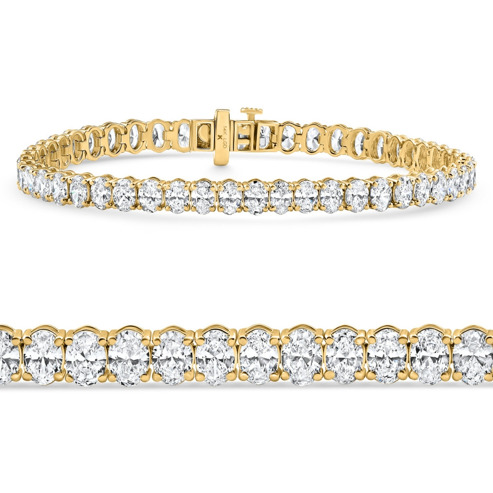 6Ct Oval Cut Diamond Tennis Bracelet 14k Yellow Gold Lab Grown 7" (E-F, VS)