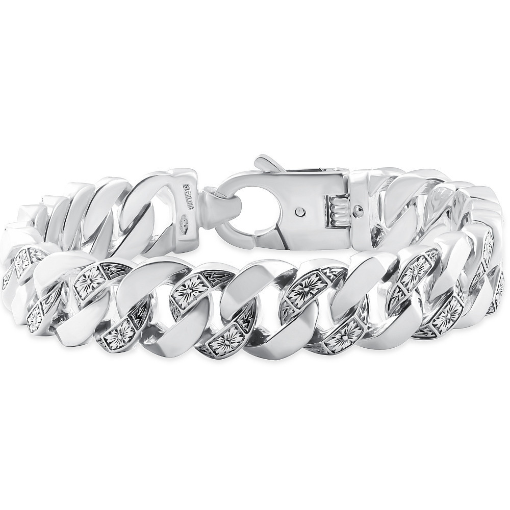 Men's Designed 14k Gold (115gram) or Platinum (186gram) 14.5mm Bracelet 8.75"