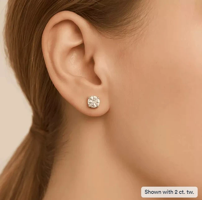 Certified 2 1/4Ct TW Natural Diamond Studs 14k White Gold Screw Back (, I1)