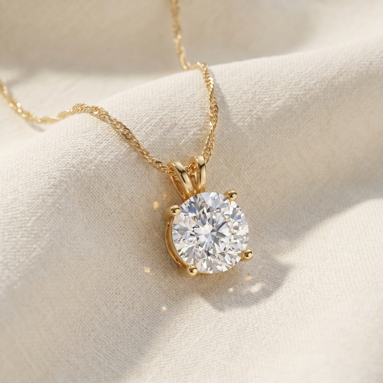 Certified 5Ct VS Solitaire Diamond Pendant 14k Yellow Gold Lab Grown Necklace (F-G, VS)