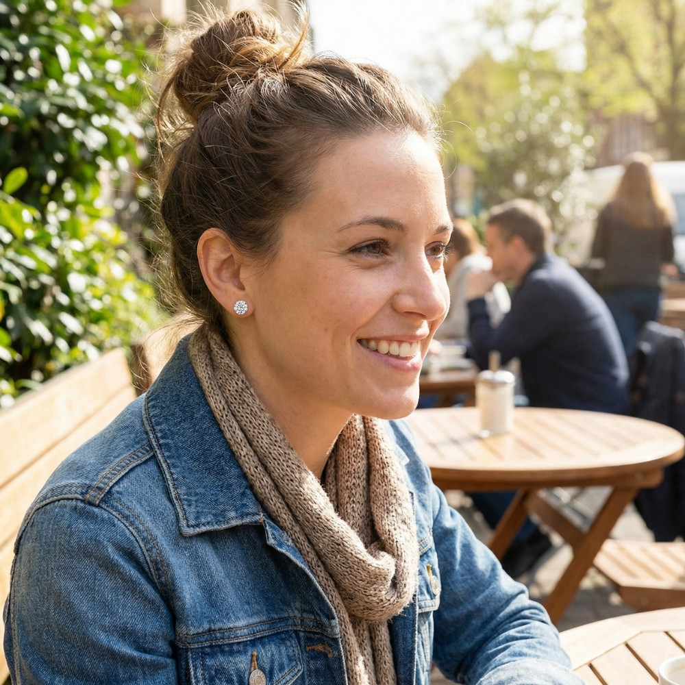 2 Ct TW Round Lab Grown Diamond Studs 14K White Gold With Screw Backs (G-H, VS2-SI1)
