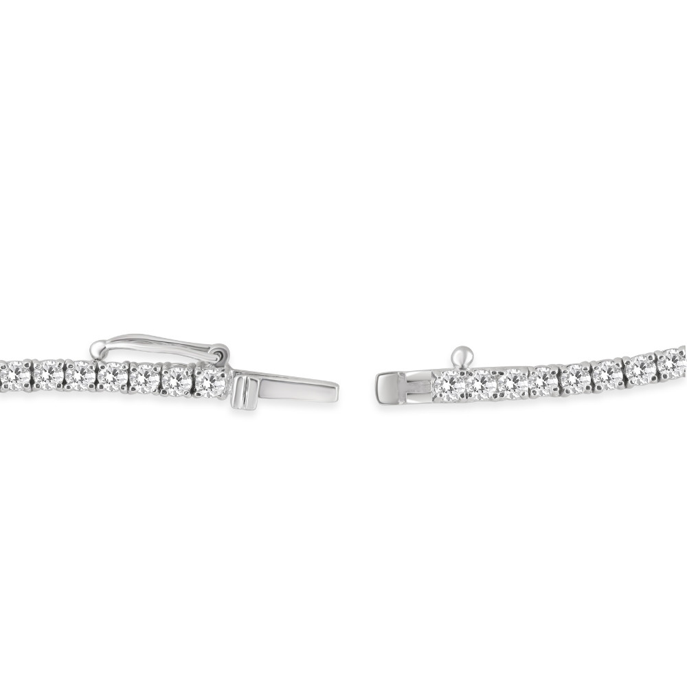 5Ct TW Diamond Tennis Necklace 4-Prong 14k White Gold 16" Lab Grown (F-G, VS)